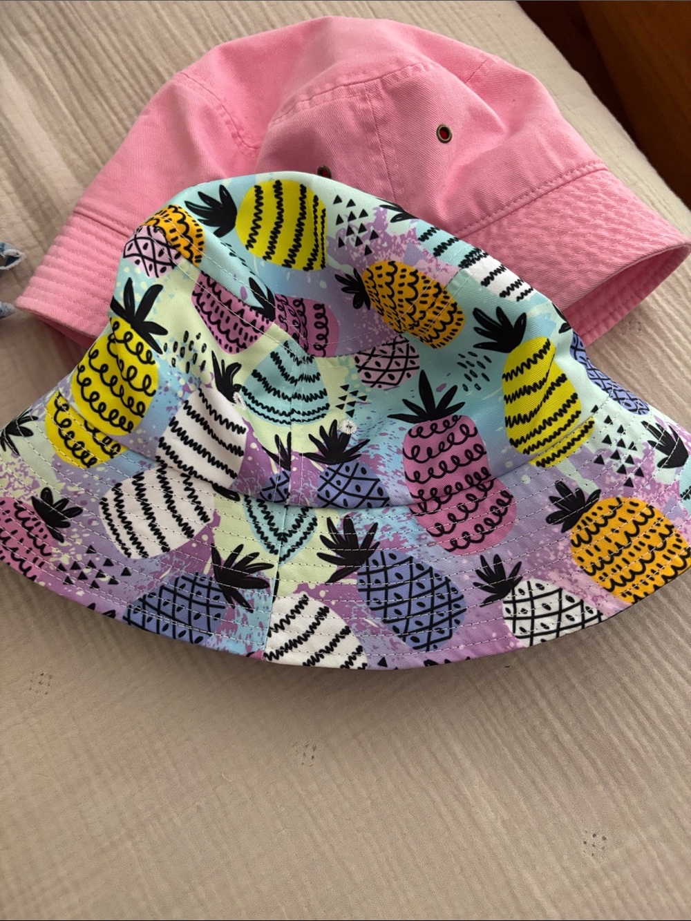 Two  Kids Bucket Hat - Pink & Multi Pineapple Print